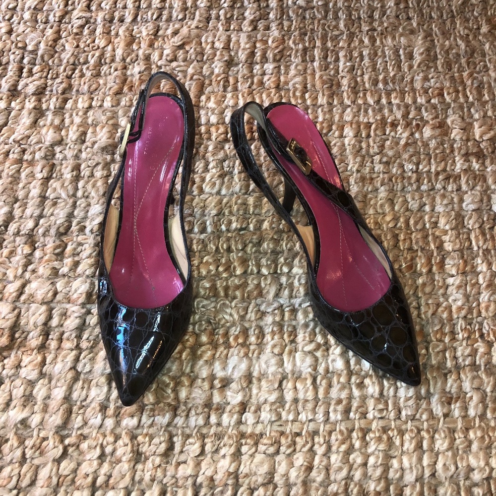 Kate Spade Slingback Heel Slate Patent Croc Emboss